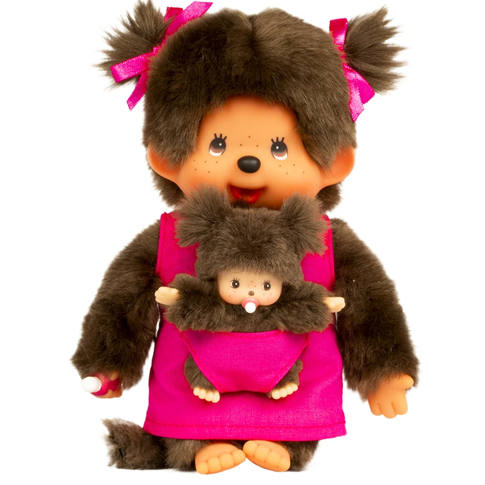 Monchhichi - Peluche Maman et bébé rose