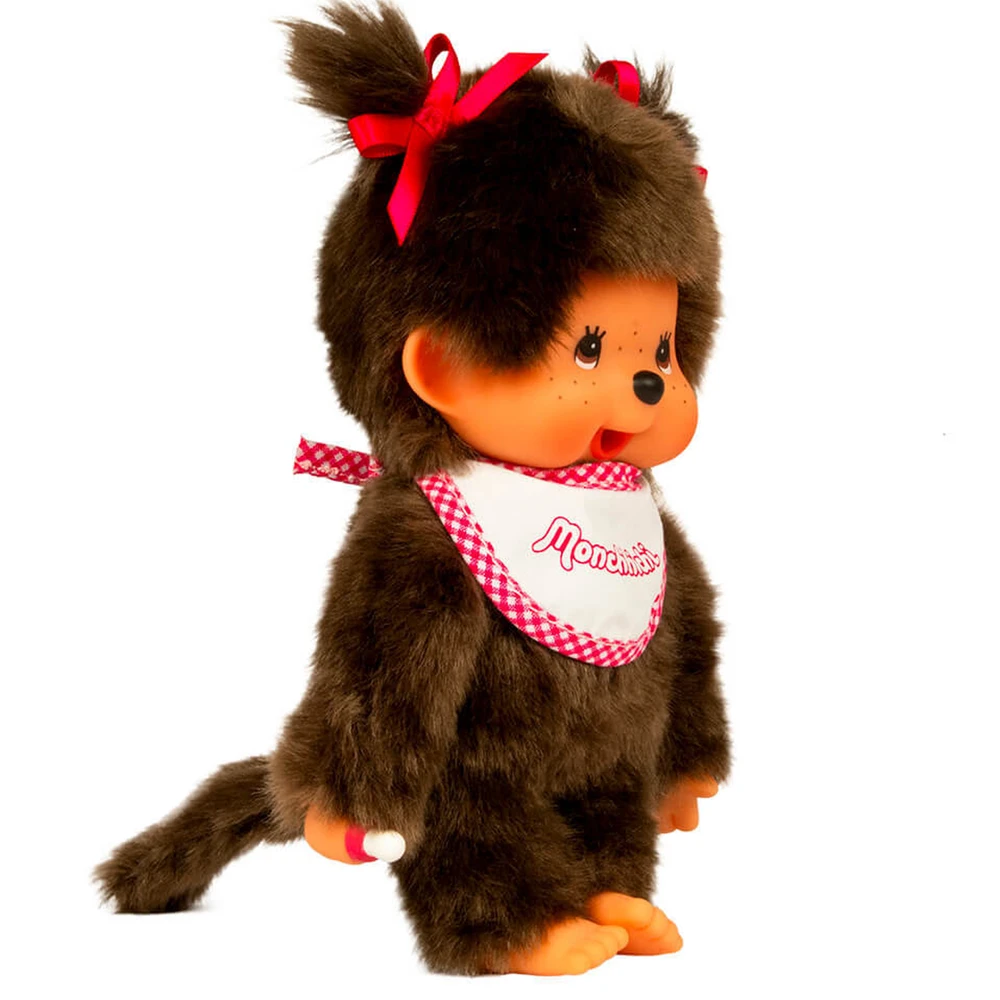 Monchhichi - Peluche Fille bavoir rose et blanc – Image 2