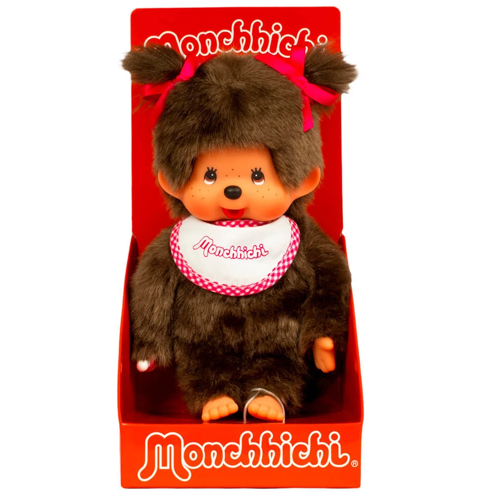 Monchhichi - Peluche Fille bavoir rose et blanc – Image 7