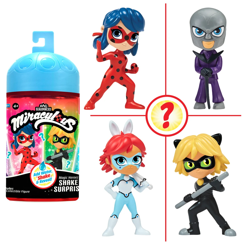 Miraculous Ladybug - Figurines Chibi Color Change Surprise - Mini Poupée Miraculous 10 cm - Figurine change de couleur - Personnage Miraculous aléatoire