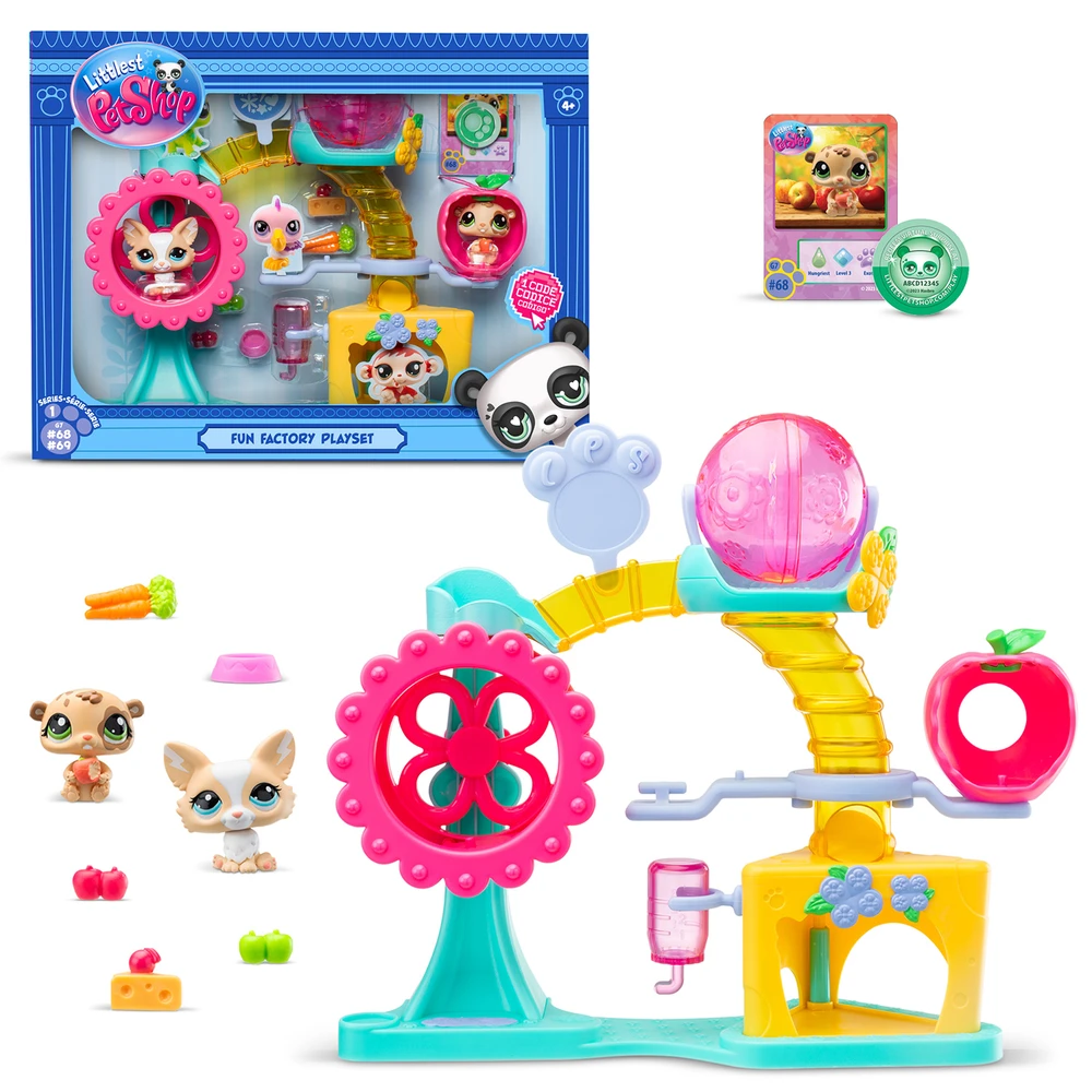 Littlest Pet Shop - Coffret Fun Factory - Ensemble de jeu Pet Shop avec 2 animaux, décor et accessoires