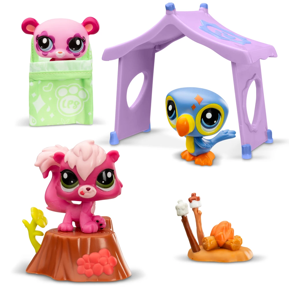Littlest Pet Shop - Pack Set Camping 3 animaux et accessoires