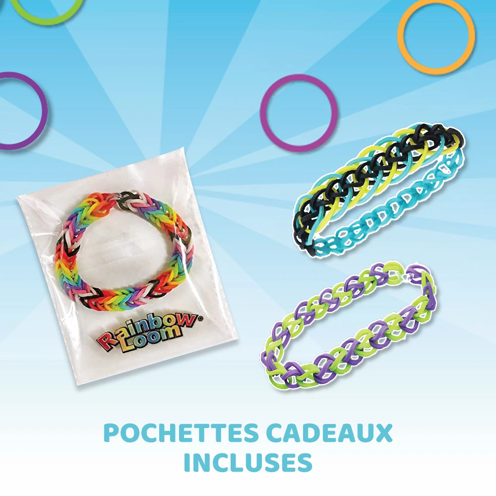 Rainbow Loom Combo Set – Fabrication de bracelets - Loisir Créatif - Métier à tisser avec 2300 élastiques – Charms et Perles – Image 4