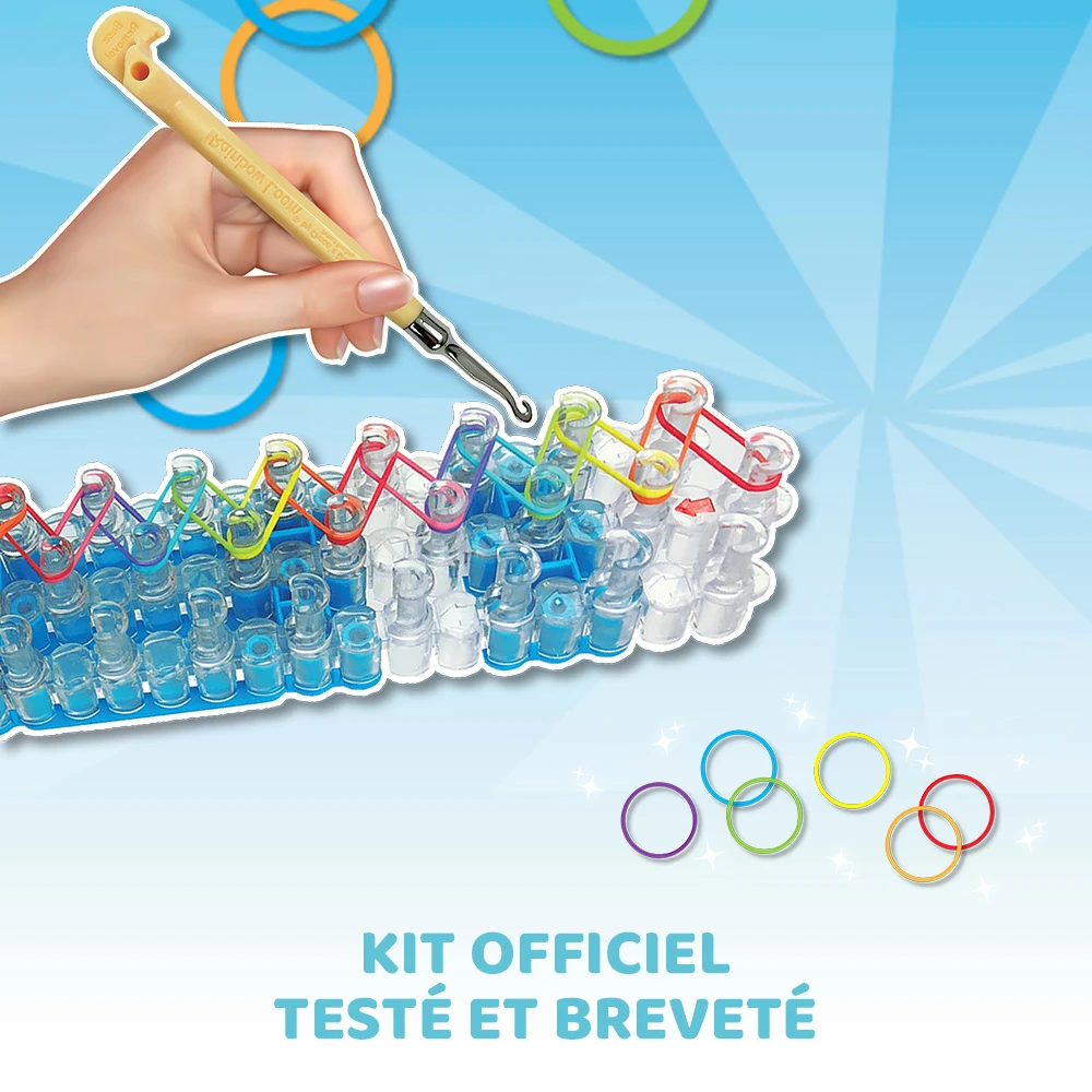 Rainbow Loom Combo Set – Fabrication de bracelets - Loisir Créatif - Métier à tisser avec 2300 élastiques – Charms et Perles – Image 5
