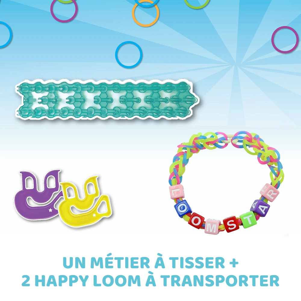 Rainbow Loom Combo Set – Fabrication de bracelets - Loisir Créatif - Métier à tisser avec 2300 élastiques – Charms et Perles – Image 6