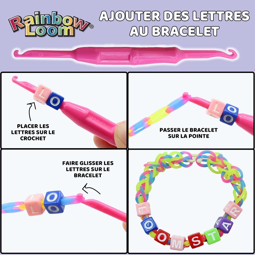 Rainbow Loom Combo Set – Fabrication de bracelets - Loisir Créatif - Métier à tisser avec 2300 élastiques – Charms et Perles – Image 9