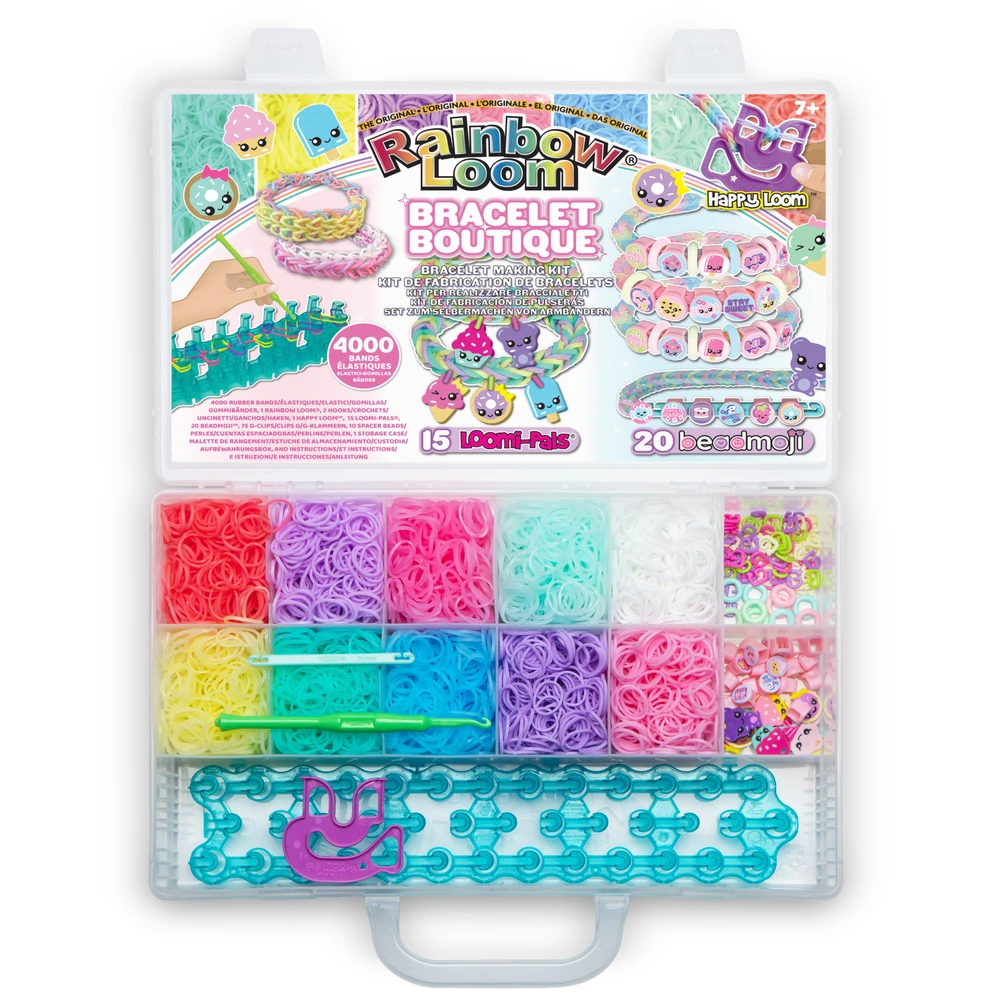 Rainbow Loom Boutique – Coffret Fabrication Automatique de Bracelets Élastiques - Loisir Créatif - Contient 4000 Élastiques, Crochets, Beadmojis, Charms – Image 5