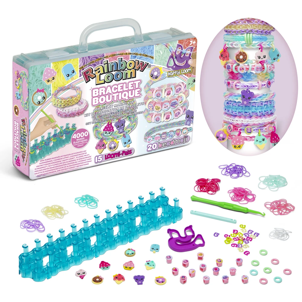 Rainbow Loom Boutique – Coffret Fabrication Automatique de Bracelets Élastiques - Loisir Créatif - Contient 4000 Élastiques, Crochets, Beadmojis, Charms – Image 8