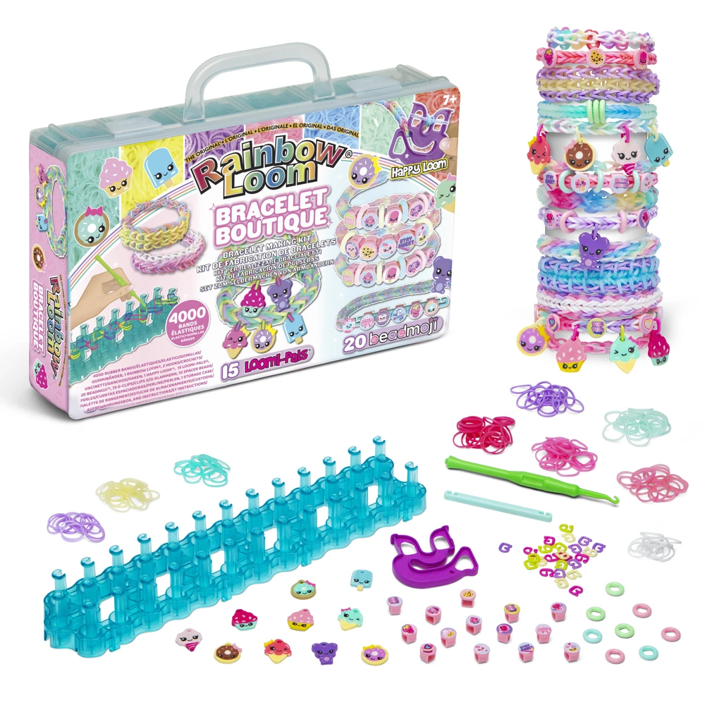 Rainbow Loom Boutique – Coffret Fabrication Automatique de Bracelets Élastiques - Loisir Créatif - Contient 4000 Élastiques, Crochets, Beadmojis, Charms – Image 9