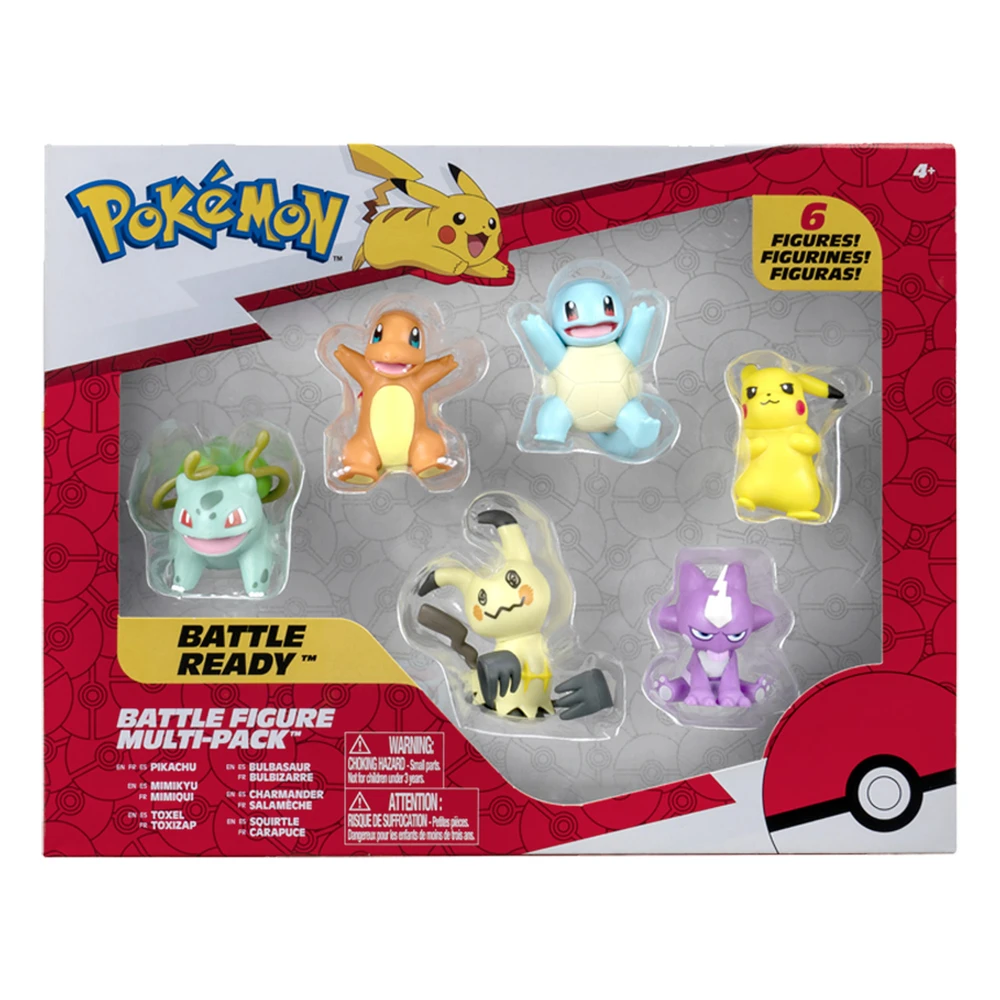 Pokémon - Pack de 6 figurines Pokémon - Vague 3 - Coffret de mini-figurines Pikachu, Carapuce, Salamèche, Bulbizare, Mimiqui, Toxizap – Image 3