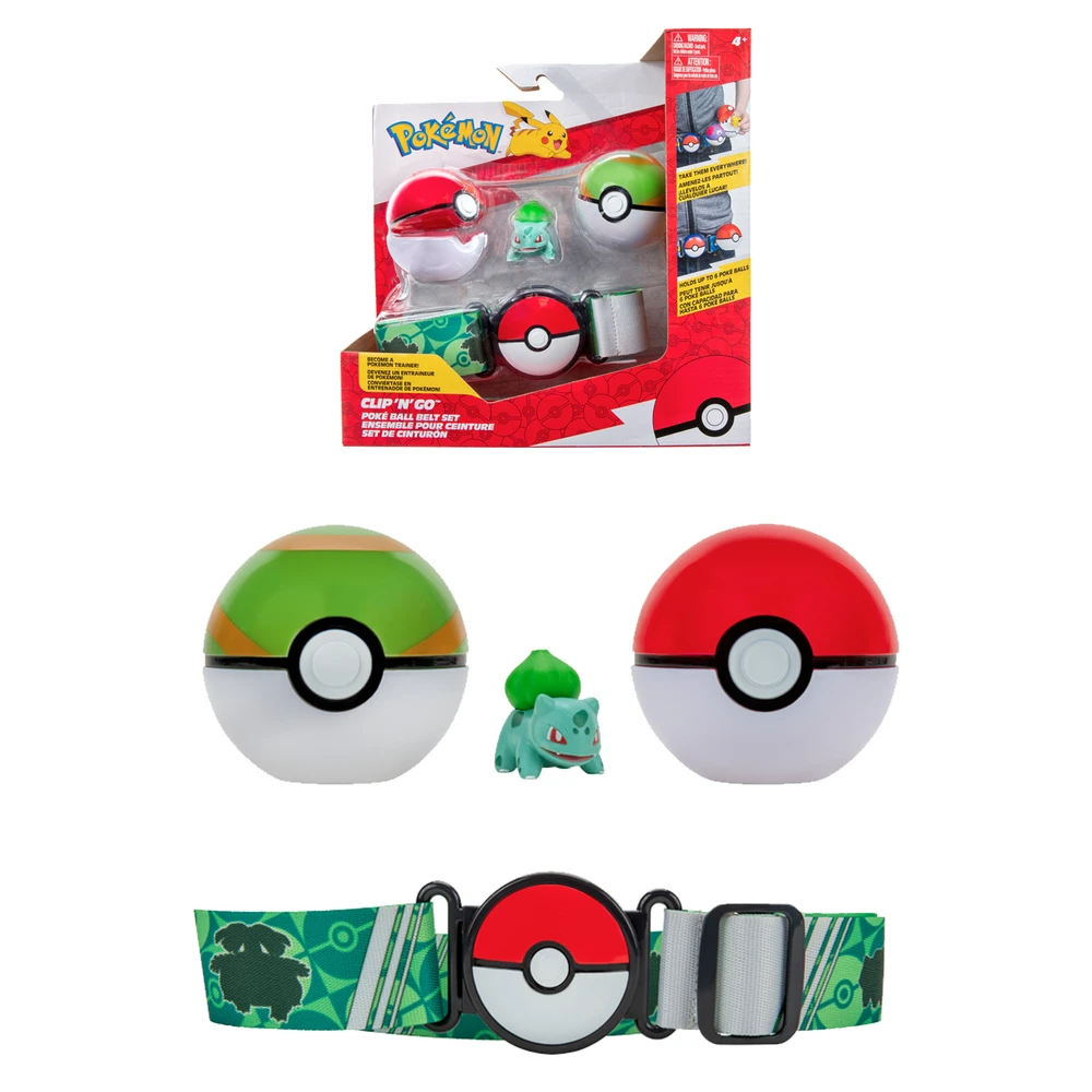 Pokémon - Ceinture Clip 'N' Go - 1 ceinture, 1 Poké Ball, 1 Nest Ball et 1 figurine 5 cm Bulbizarre