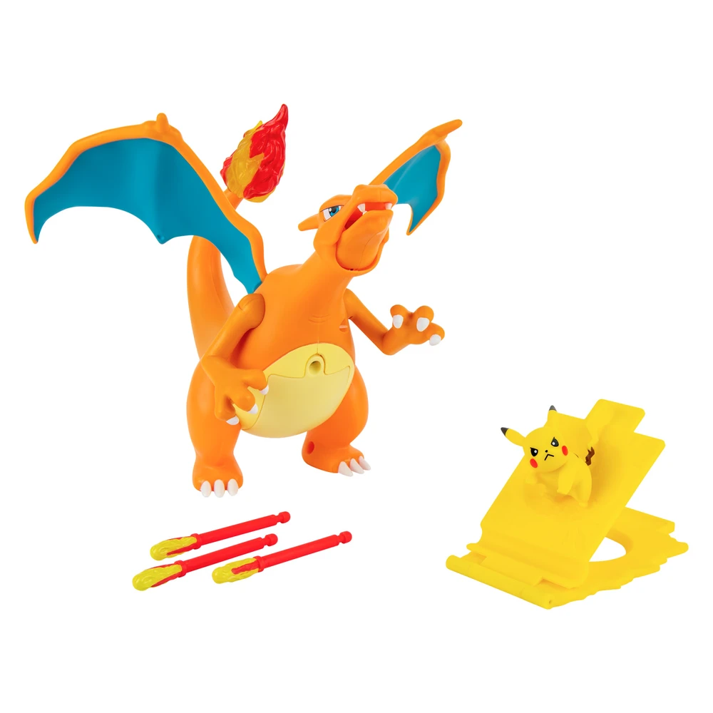 Pokémon - Figurine Dracaufeu deluxe à fonction 15 cm + 1 figurine Pikachu 5cm