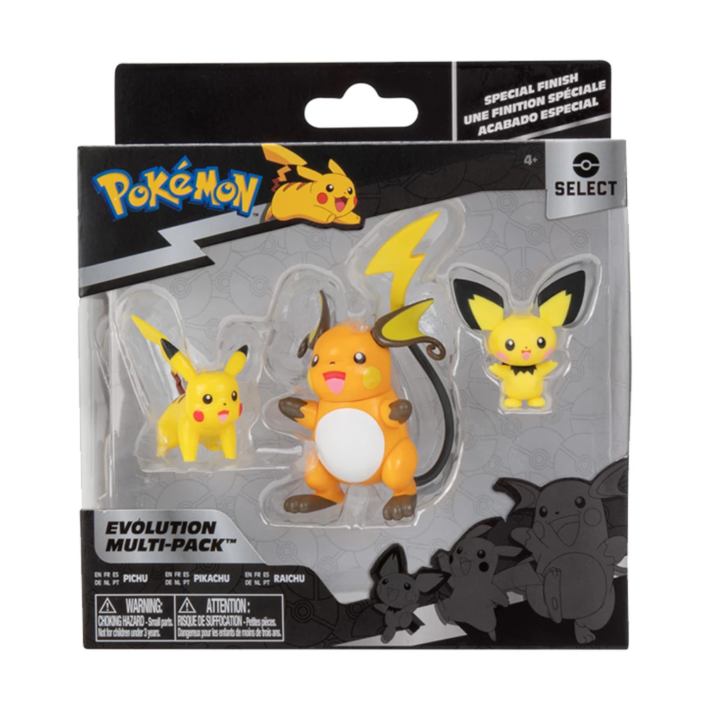 Pokémon - Pack évolution Pichu, Pikachu & Raichu - Figurine Pichu 5cm + Figurine Pikachu 8cm + Figurine Raichu 10cm – Image 3