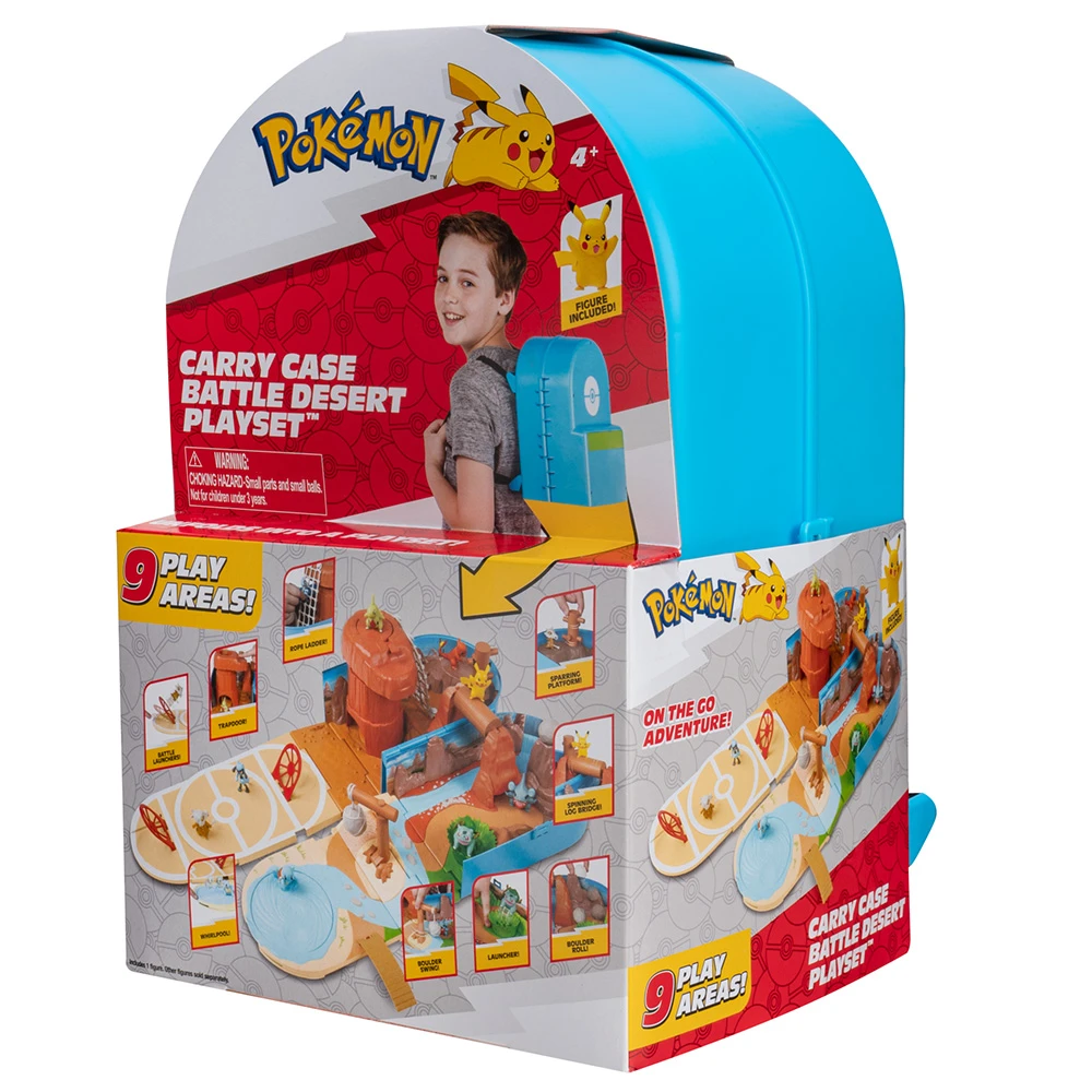 Pokémon - Sac à dos du dresseur Désert - Univers de jeu Pokémon transportable - Sac accessoire qui se transforme en arène Pokémon