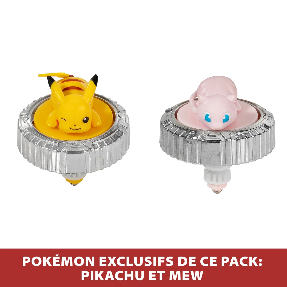 Pokémon - Pack Arène + 2 Spinners inclus - Arène Pokémon + 2 Lanceurs Pokéball + 2 Toupies Pikachu et Mew – Image 4