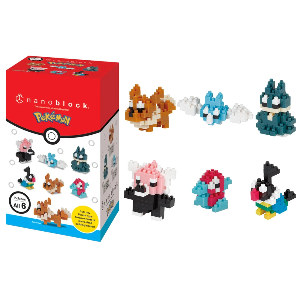 Nanoblock - Pack Mini-Figurines Pokémon type Normal - Coffret de 6 Figurines Pokémon à Assembler en Briques
