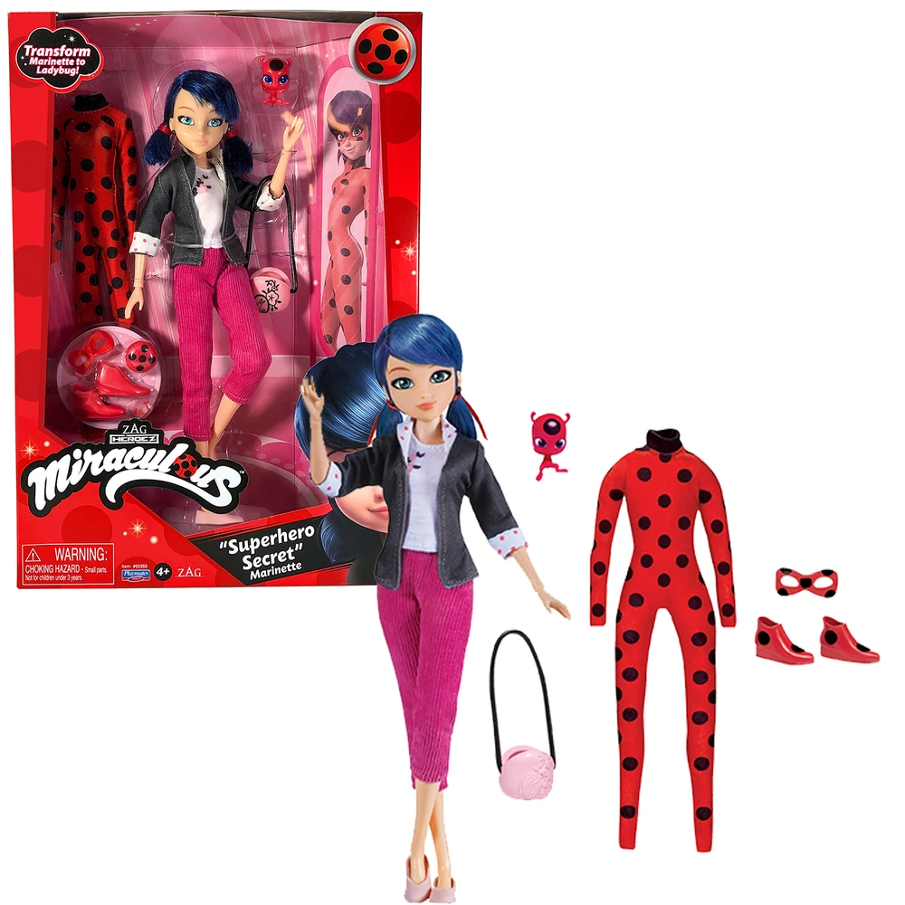 Miraculous - Poupée mannequin Marinette et Ladybug - Poupée 26 cm et ses deux tenues
