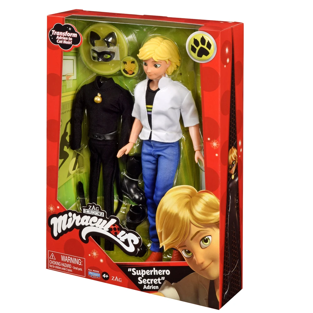 Miraculous - Poupée Miraculous Chat Noir et Adrien - Poupée mannequin 26 cm - 2 Tenues incluses – Image 6