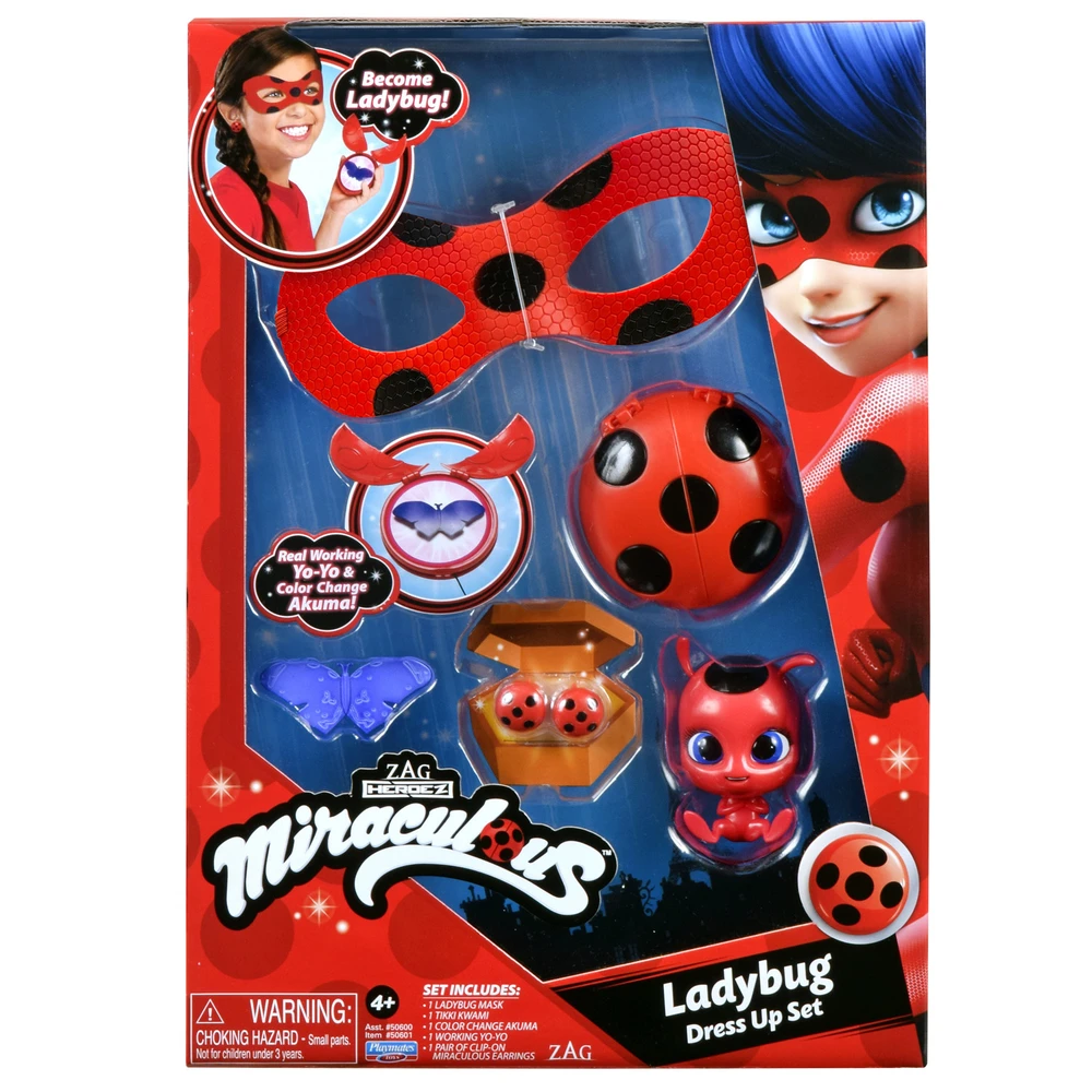 Miraculous Ladybug - Set de Transformation - Déguisement Ladybug - Masque Yoyo Miroir Boucles d'oreilles Kwami Tikki – Image 3
