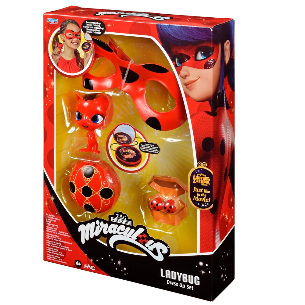 Miraculous Ladybug - Set de Transformation - Déguisement Ladybug - Masque Yoyo Miroir Boucles d'oreilles Kwami Tikki