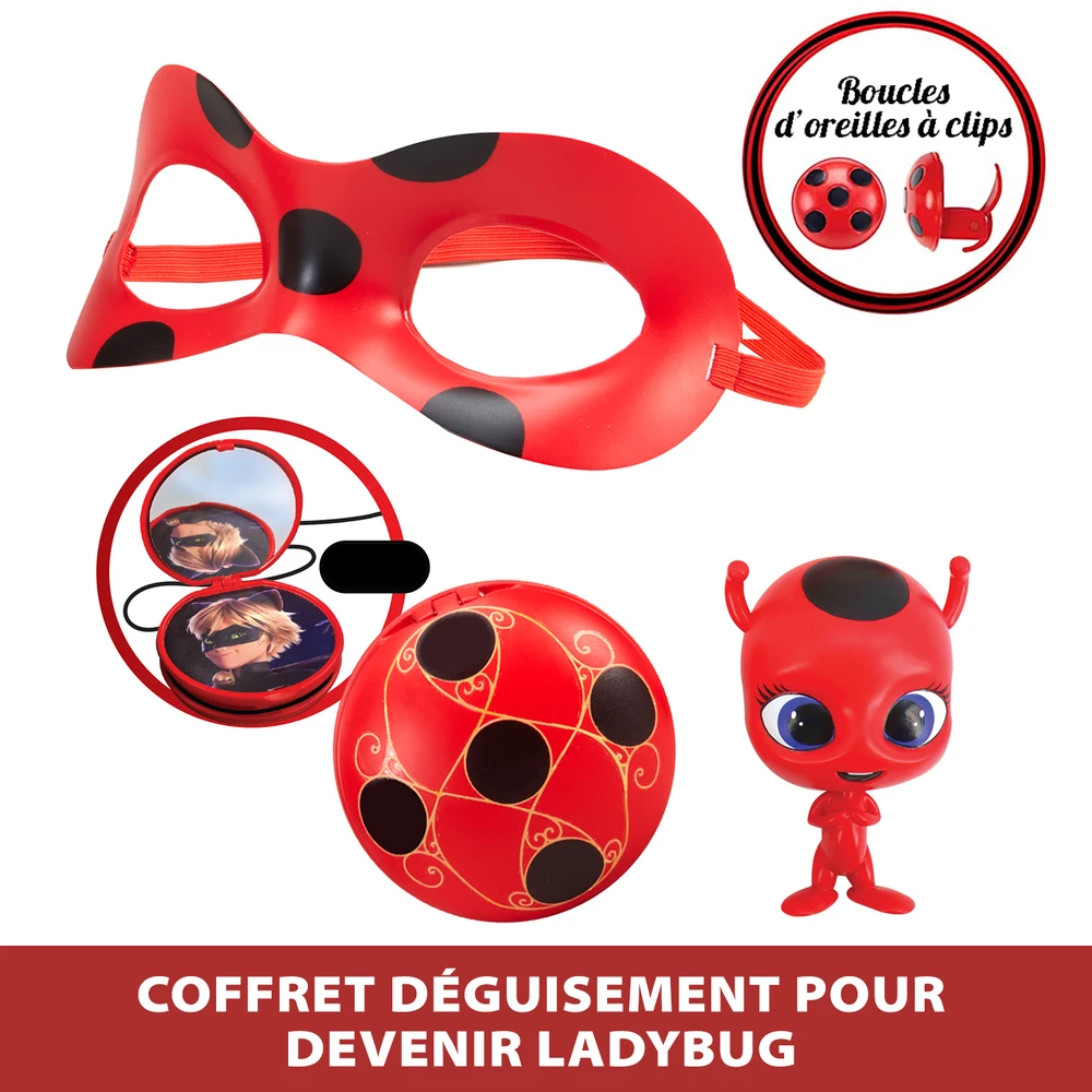 Miraculous Ladybug - Set de Transformation - Déguisement Ladybug - Masque Yoyo Miroir Boucles d'oreilles Kwami Tikki – Image 2
