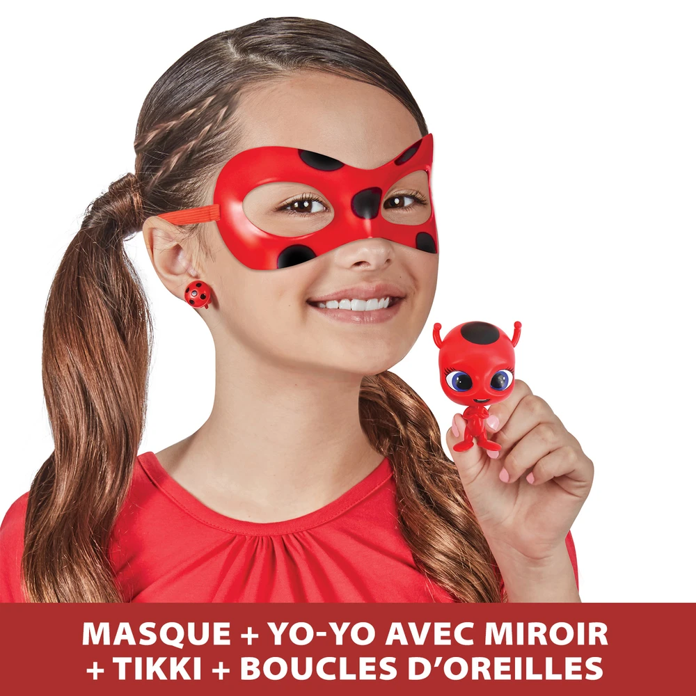 Miraculous Ladybug - Set de Transformation - Déguisement Ladybug - Masque Yoyo Miroir Boucles d'oreilles Kwami Tikki – Image 3