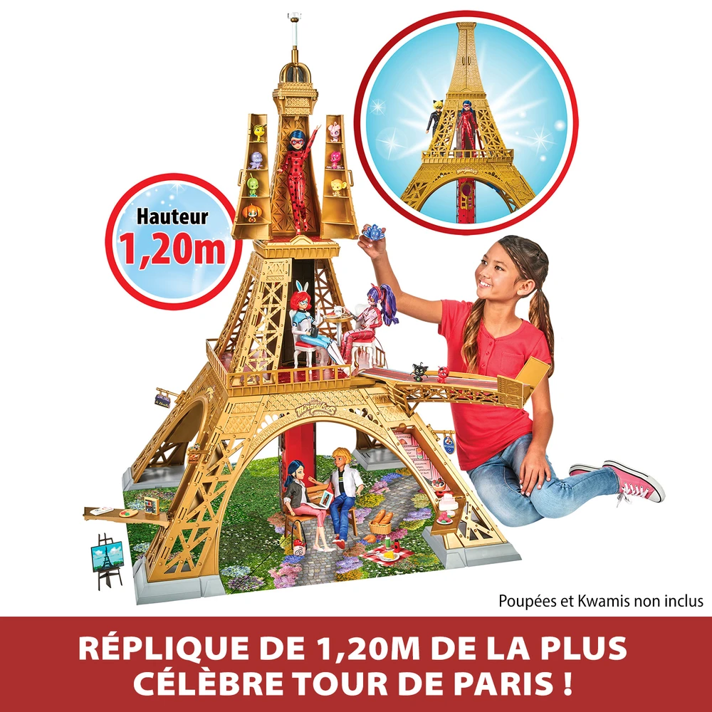 Miraculous - Playset Deluxe Paris - Grande Aire de jeu Monument 1,20m - Tour avec +40 Accessoires, Étages, Magasins, Tyrolienne – Image 2