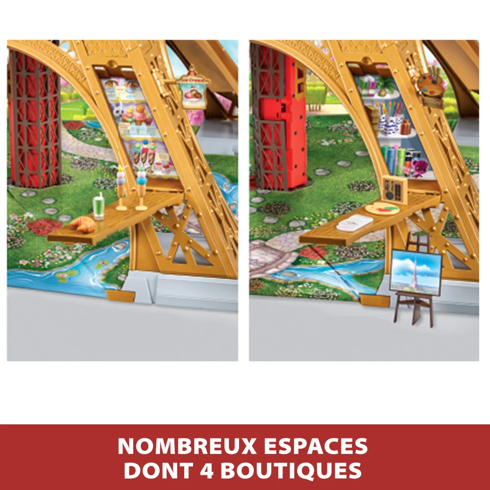 Miraculous - Playset Deluxe Paris - Grande Aire de jeu Monument 1,20m - Tour avec +40 Accessoires, Étages, Magasins, Tyrolienne – Image 6