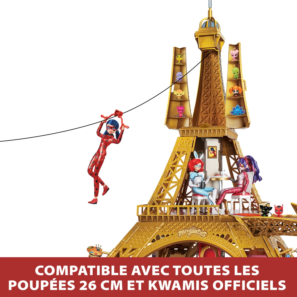 Miraculous - Playset Deluxe Paris - Grande Aire de jeu Monument 1,20m - Tour avec +40 Accessoires, Étages, Magasins, Tyrolienne – Image 7