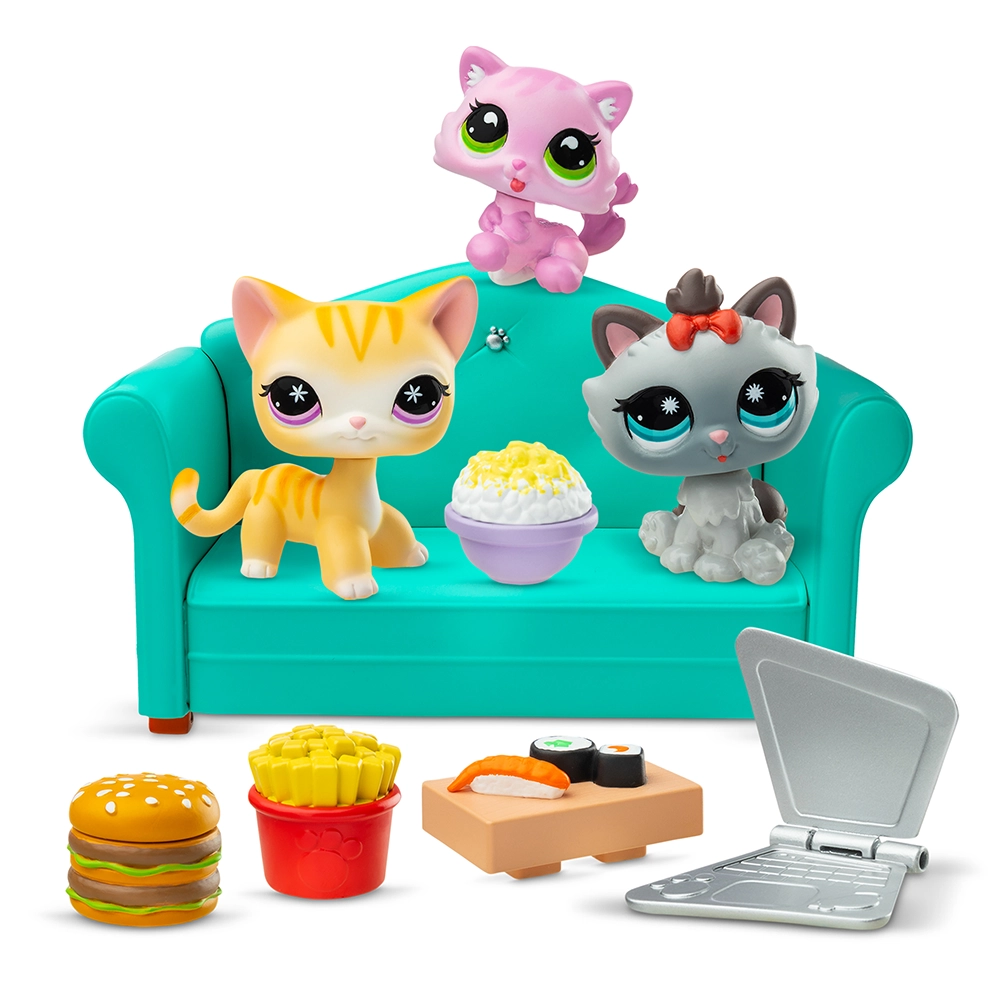 Littlest Pet Shop - Pack spécial dîner 3 animaux et accessoires - Littlest Pet Shop LPS Chats plateau sushi