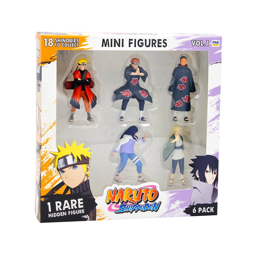 Naruto Shippuden - Pack 6 mini-figurines dont 1 rare cachée - Collection figurines Naruto