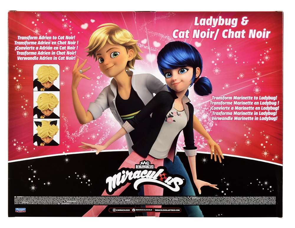 Miraculous - Pack 2 Poupées Marinette et Adrien avec 2 tenues Ladybug Chat Noir, accessoires – Image 3