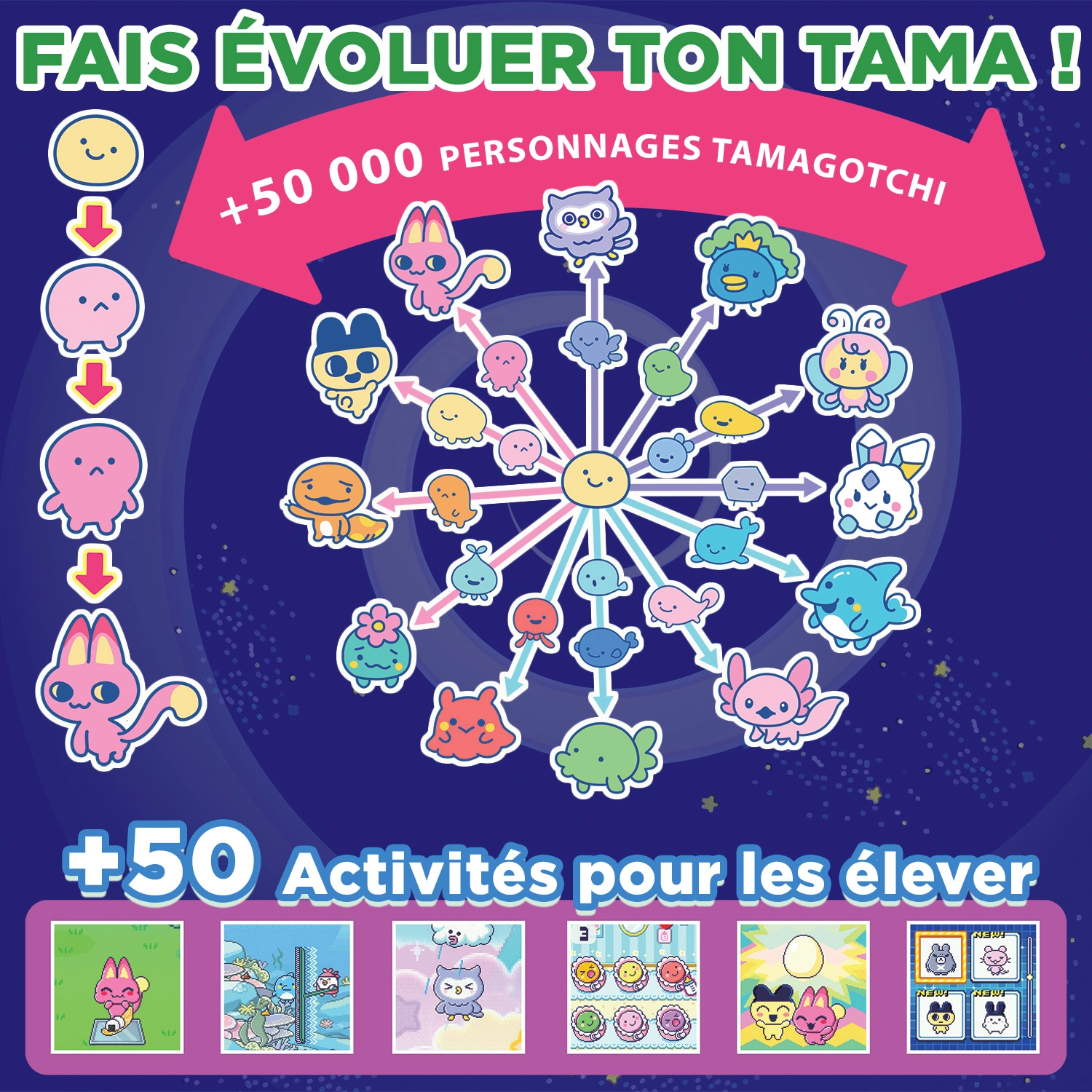 Bandai - Tamagotchi Paradise Jade Forest - Animal Virtuel à élever - Tamagotchi avec molette de zoom - Jouet Interactif en français - Modèle Forêt Vert et Rose - Jouet Enfant 6 ans et + - 43424 – Image 2