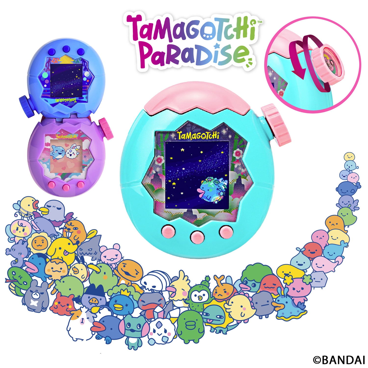 Bandai - Tamagotchi Paradise Jade Forest - Animal Virtuel à élever - Tamagotchi avec molette de zoom - Jouet Interactif en français - Modèle Forêt Vert et Rose - Jouet Enfant 6 ans et + - 43424 – Image 9