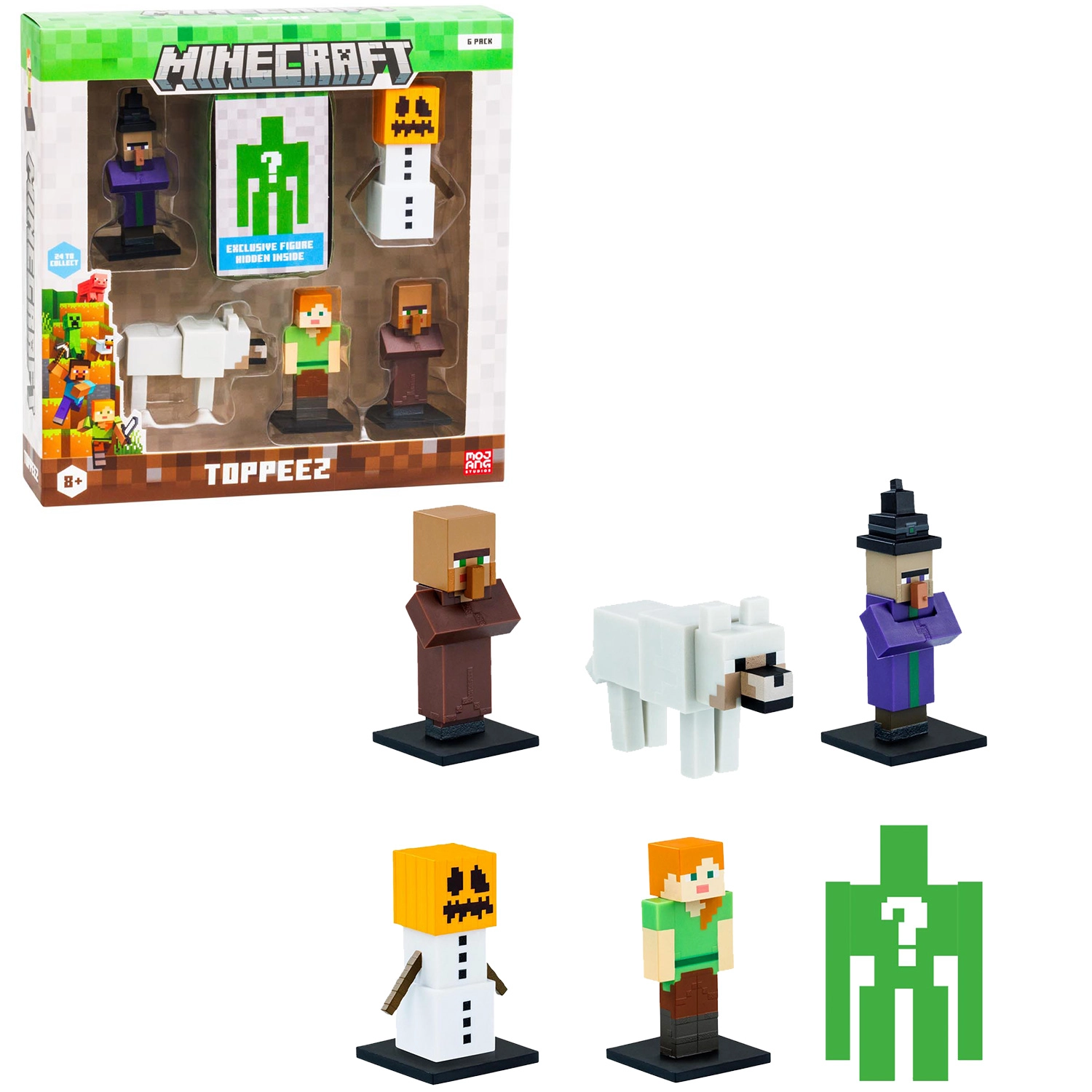 Bandai - Minecraft - Pack de 6 figurines à collectionner - Coffret 6 Petites figurines Minecraft dont 1 mystère - Collection Jeu Vidéo et Film Minecraft - Figurine 8 ans et + - PMM2060