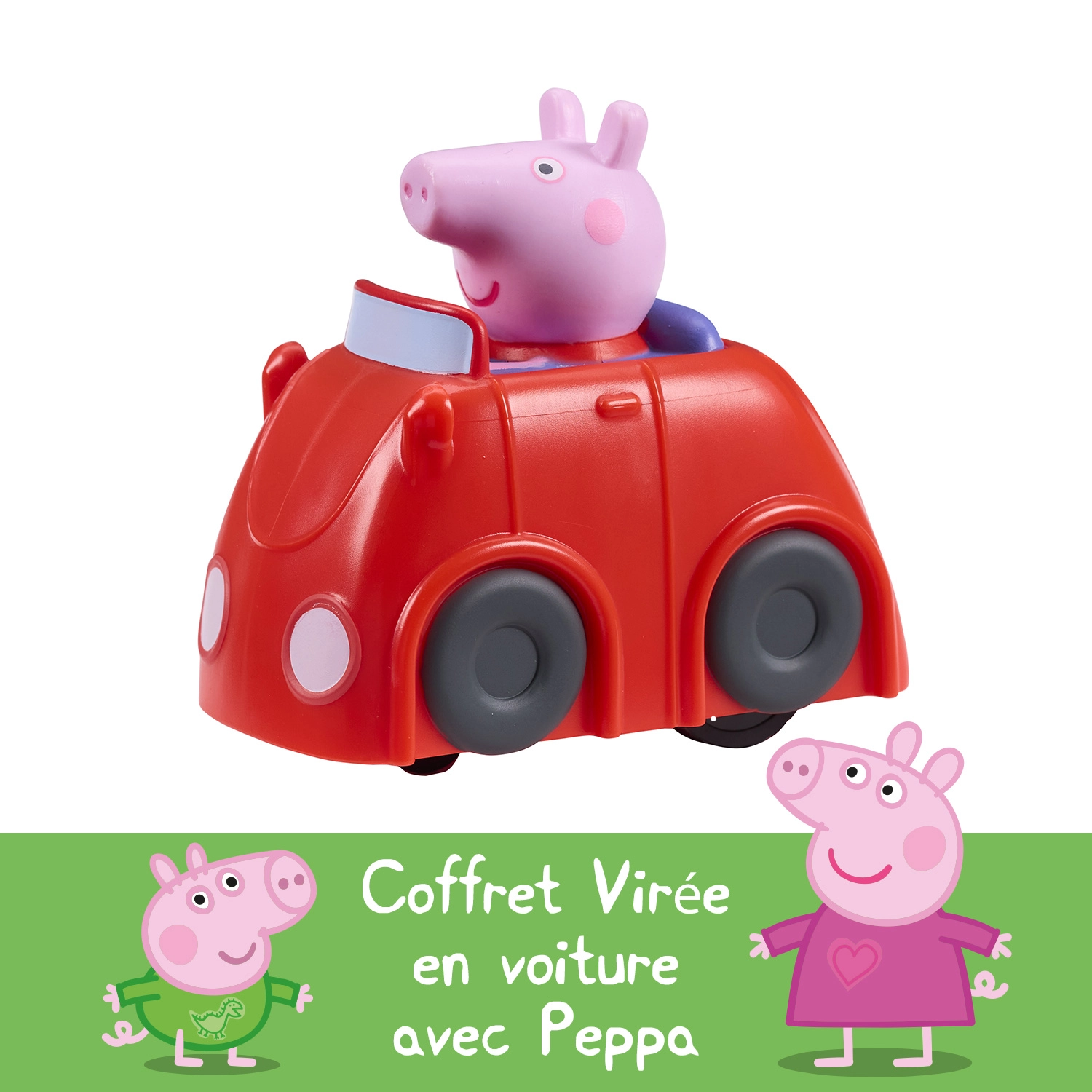 Bandai - Peppa Pig - Coffret Virée en Voiture avec Peppa - La Petite Voiture Rouge Whizz Around – Circuit avec Accessoires, Figurine de Peppa, Voiture Motorisée - Jouet Enfants dès 2 Ans - COP8343 – Image 2