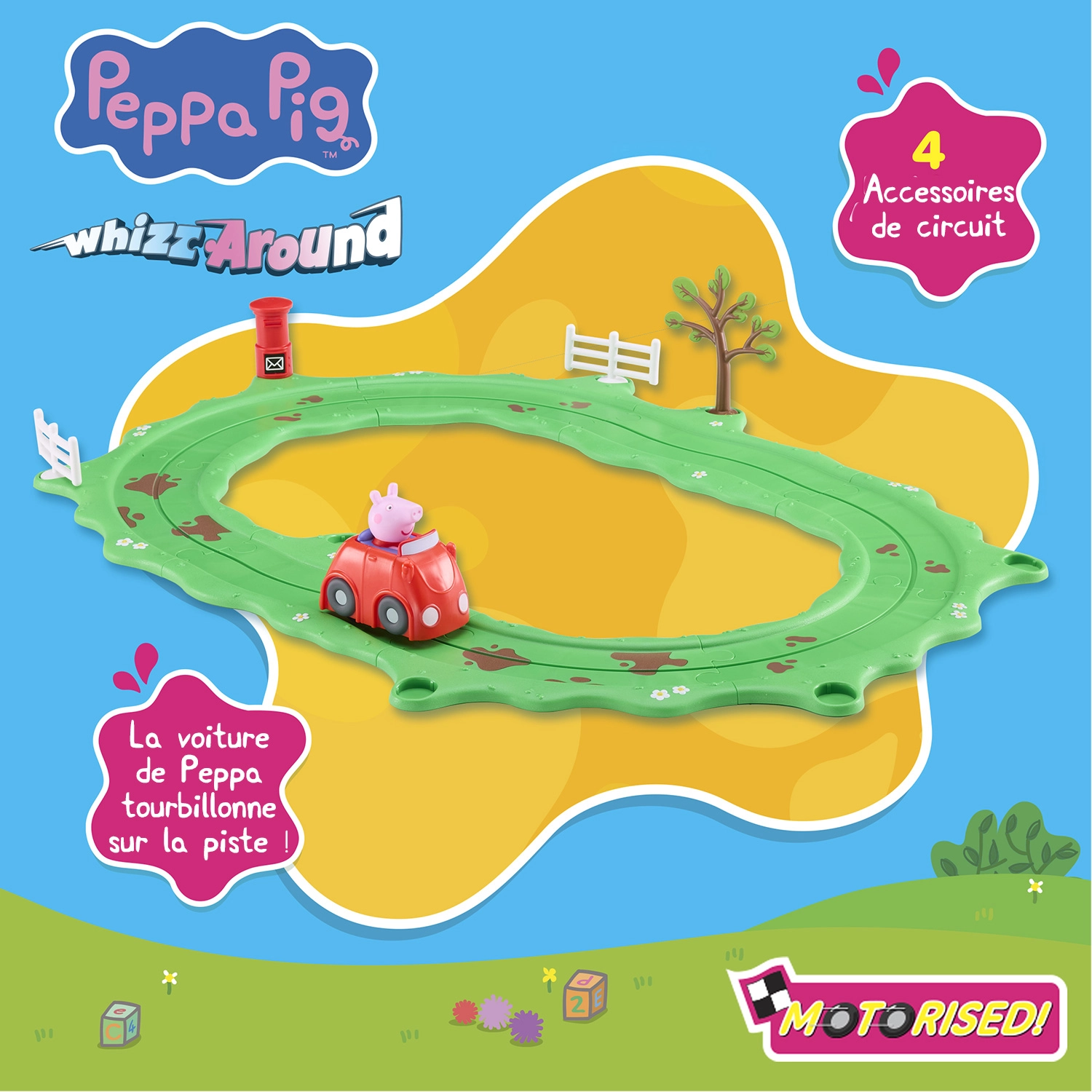 Bandai - Peppa Pig - Coffret Virée en Voiture avec Peppa - La Petite Voiture Rouge Whizz Around – Circuit avec Accessoires, Figurine de Peppa, Voiture Motorisée - Jouet Enfants dès 2 Ans - COP8343 – Image 3
