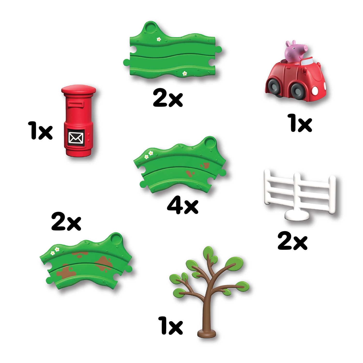 Bandai - Peppa Pig - Coffret Virée en Voiture avec Peppa - La Petite Voiture Rouge Whizz Around – Circuit avec Accessoires, Figurine de Peppa, Voiture Motorisée - Jouet Enfants dès 2 Ans - COP8343 – Image 7
