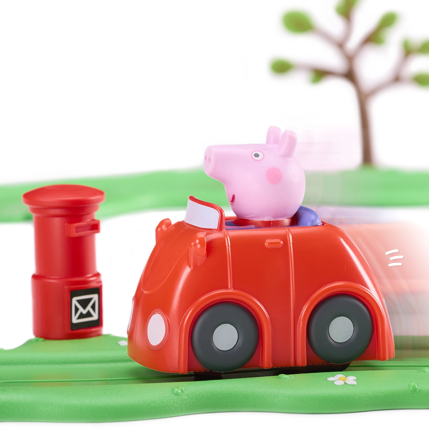 Bandai - Peppa Pig - Coffret Virée en Voiture avec Peppa - La Petite Voiture Rouge Whizz Around – Circuit avec Accessoires, Figurine de Peppa, Voiture Motorisée - Jouet Enfants dès 2 Ans - COP8343 – Image 9