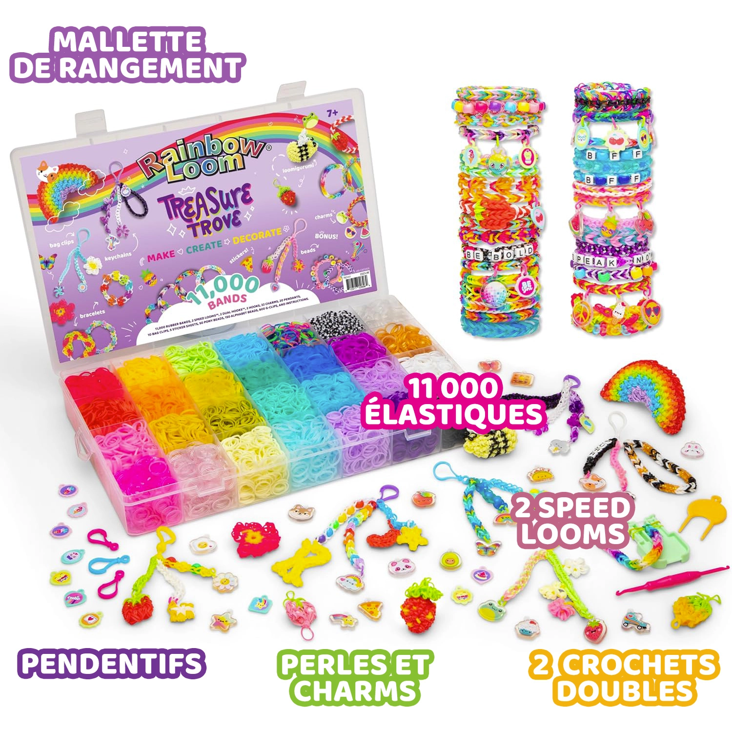 Bandai - Rainbow Loom Treasure Trove – Kit Créatif DIY Bracelets Élastiques – Coffret 11 000 Élastiques, Accessoires & Boîte de Rangement - Cadeau Loisir Créatif - Jouet Enfant 7 ans et + - CD0141 – Image 2