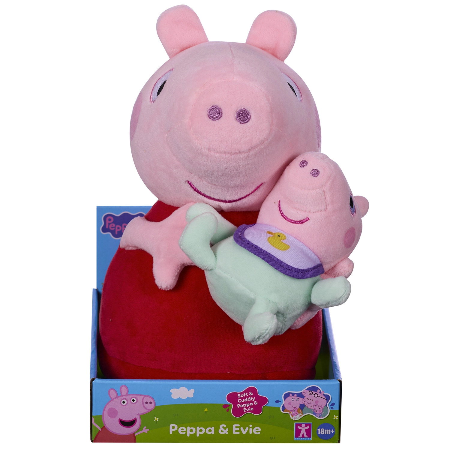 Bandai - Peluches Peppa Pig et Baby Evie – Peluche Douce et Câline Maman et Bébé – Peppa Tenant Evie dans ses Bras - Idée Cadeau Jouet Enfants dès 2 Ans - COP8402