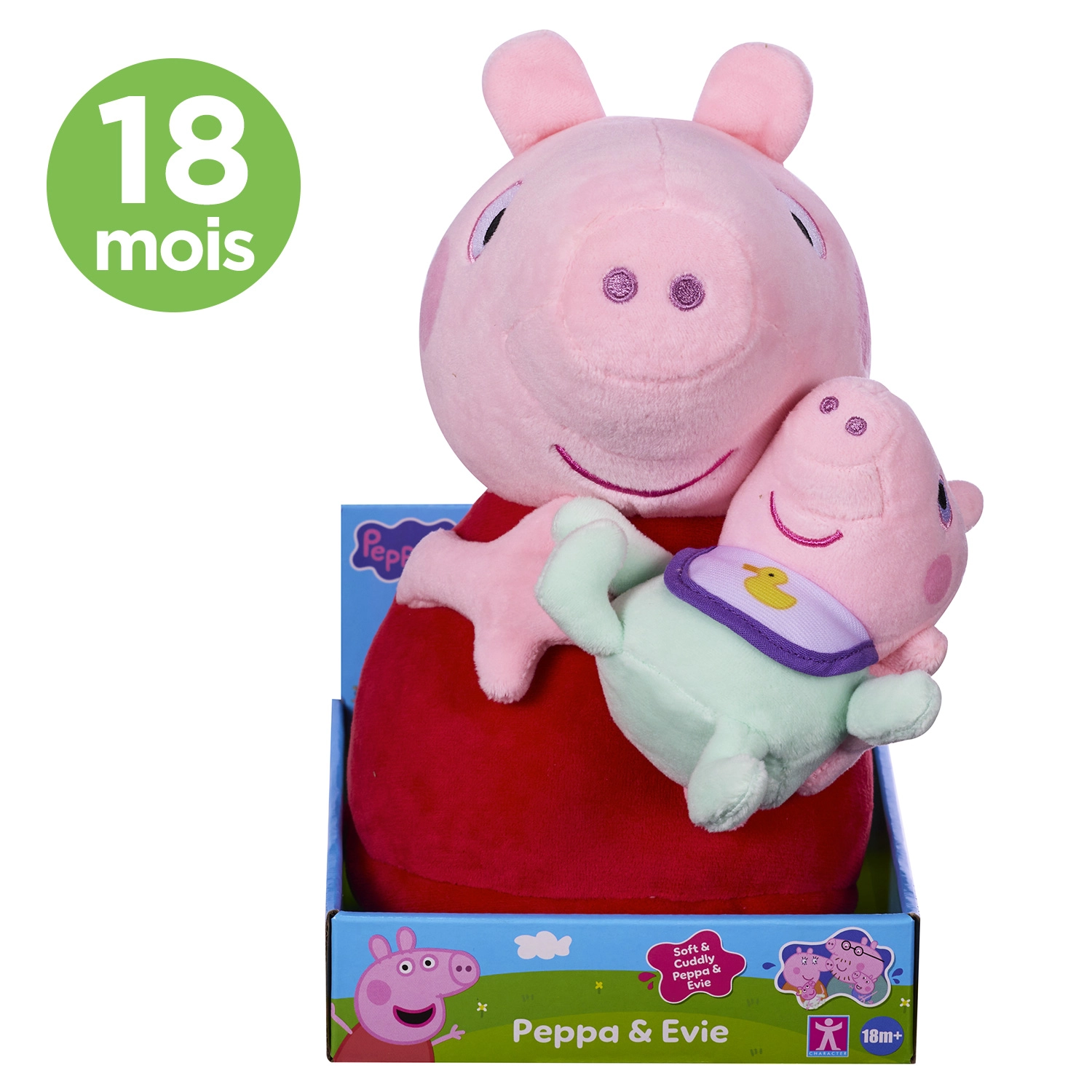 Bandai - Peluches Peppa Pig et Baby Evie – Peluche Douce et Câline Maman et Bébé – Peppa Tenant Evie dans ses Bras - Idée Cadeau Jouet Enfants dès 2 Ans - COP8402 – Image 5