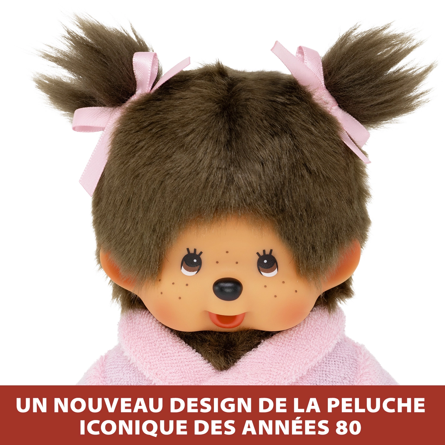 Bandai - Monchhichi - Peluche Monchhichi Peignoir - Peluche singe iconique des années 80 - Peluches toutes douces 20 cm pour enfants et adultes - Peignoire Rose - Jouet Enfant 2 ans et + - SE203802 – Image 2