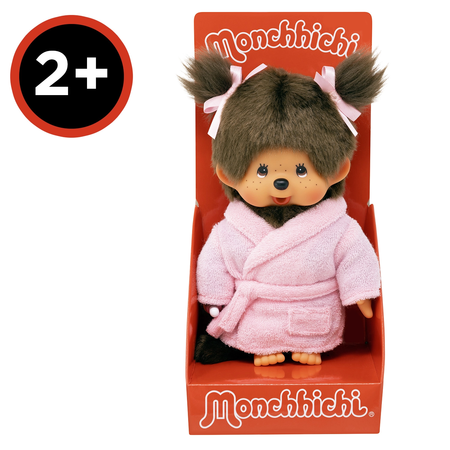 Bandai - Monchhichi - Peluche Monchhichi Peignoir - Peluche singe iconique des années 80 - Peluches toutes douces 20 cm pour enfants et adultes - Peignoire Rose - Jouet Enfant 2 ans et + - SE203802 – Image 4