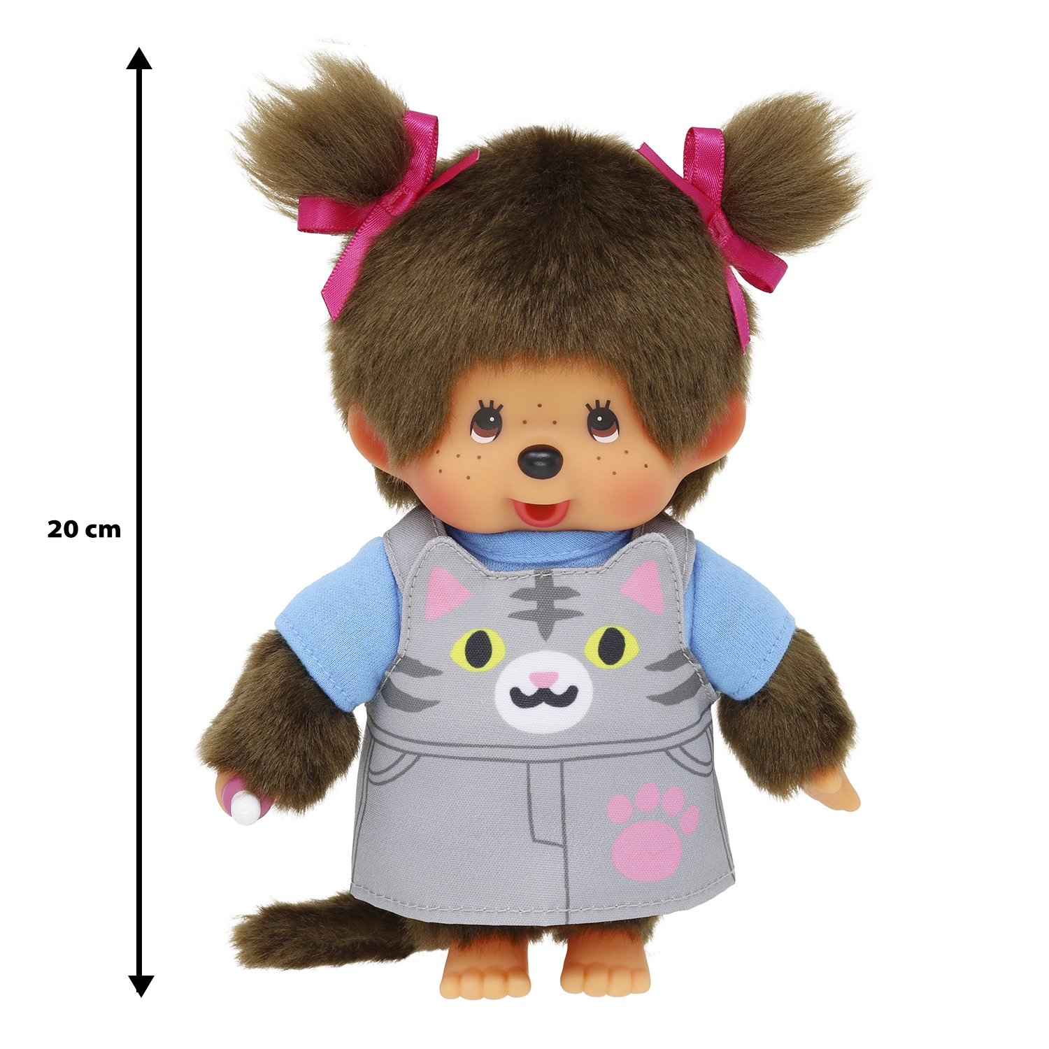 Bandai - Monchhichi - Peluche Monchhichi Salopette Chat - Peluche singe iconique des années 80 - Peluches toutes douces 20 cm pour enfants et adultes - Motif Chat - Jouet Enfant 2 ans et + - SE203895 – Image 5