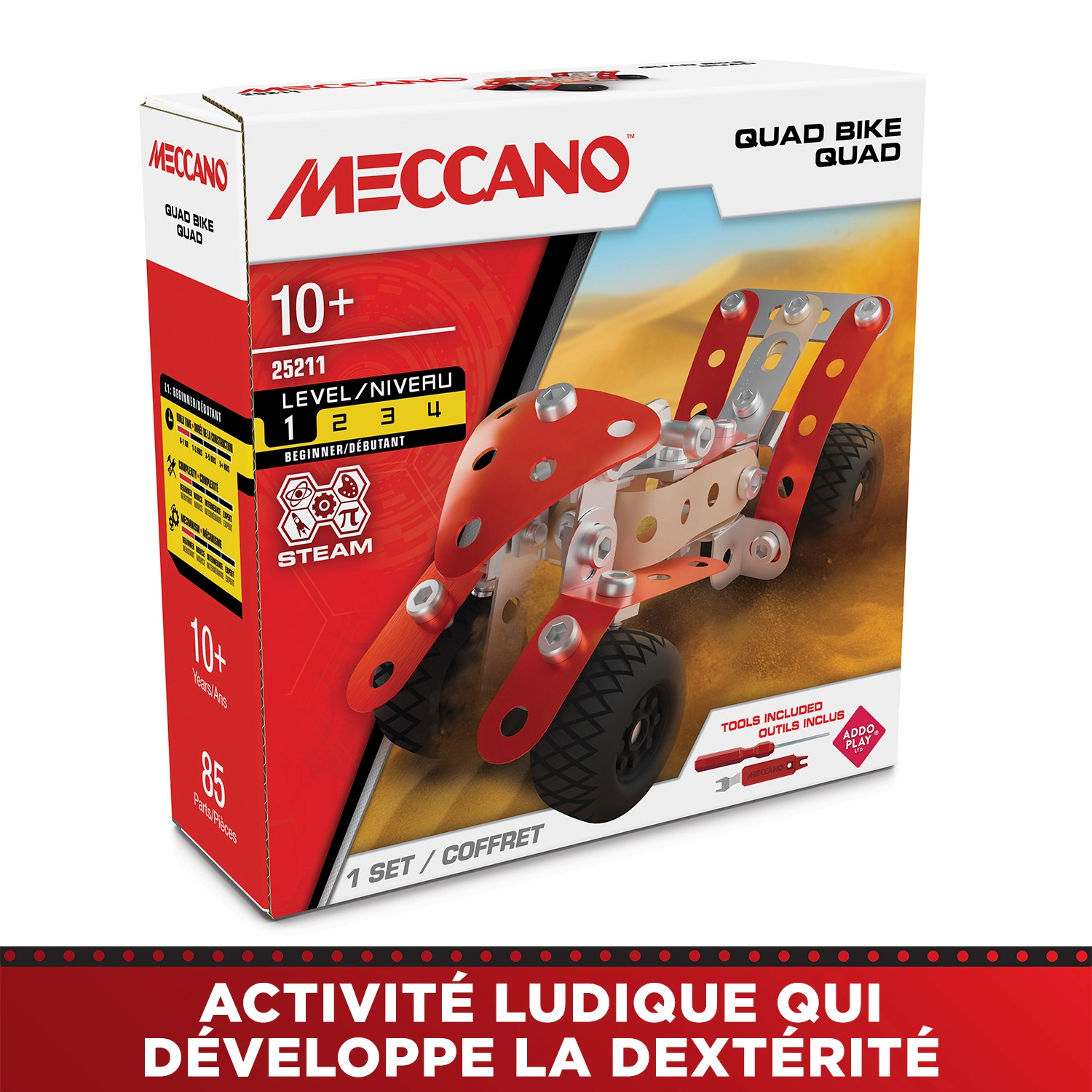 Bandai - Meccano Quad Bike - Coffret de Construction - 85 pièces, vrais outils, notice de montage - Kit Activité assemblage voiture quad - Niveau Débutant - Jouet Enfant 10 ans et + - APM11114 – Image 4