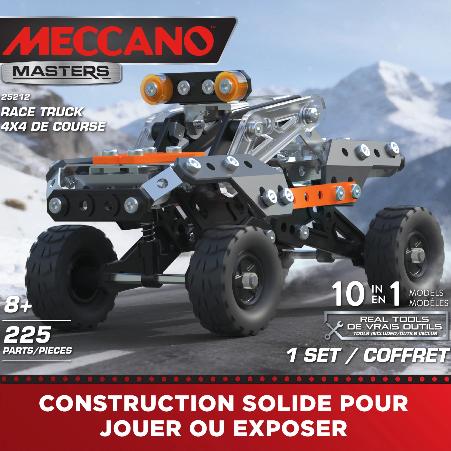 Bandai – Meccano 4x4 de course 10 en 1 – Coffret de Construction 10 Modèles – 225 pièces, outils, notice – Kit Activité assemblage Race Truck Voitures de course – Jouet Enfant 8 ans et + - APM11115 – Image 3