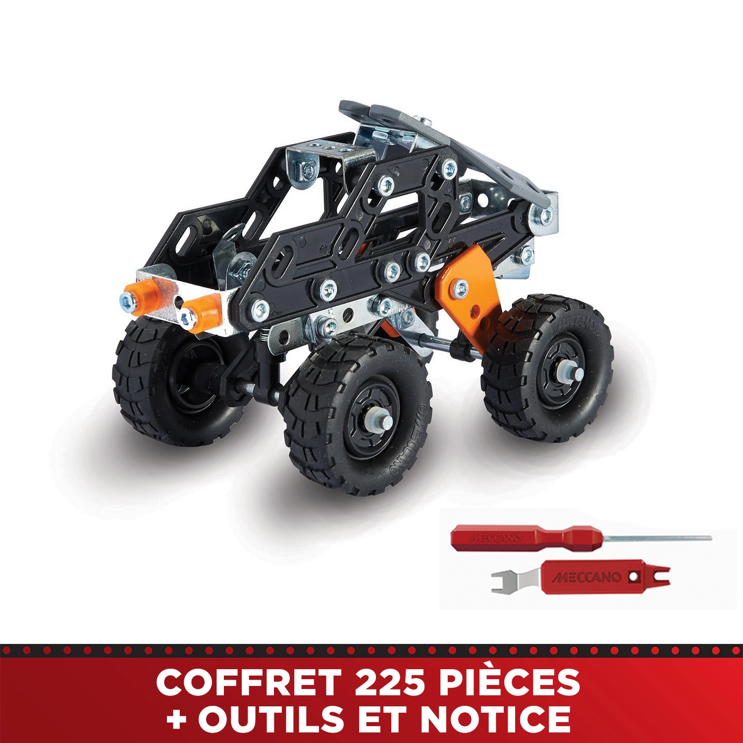 Bandai – Meccano 4x4 de course 10 en 1 – Coffret de Construction 10 Modèles – 225 pièces, outils, notice – Kit Activité assemblage Race Truck Voitures de course – Jouet Enfant 8 ans et + - APM11115 – Image 6