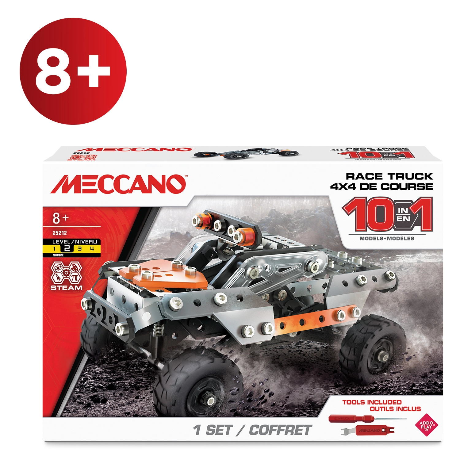 Bandai – Meccano 4x4 de course 10 en 1 – Coffret de Construction 10 Modèles – 225 pièces, outils, notice – Kit Activité assemblage Race Truck Voitures de course – Jouet Enfant 8 ans et + - APM11115 – Image 7